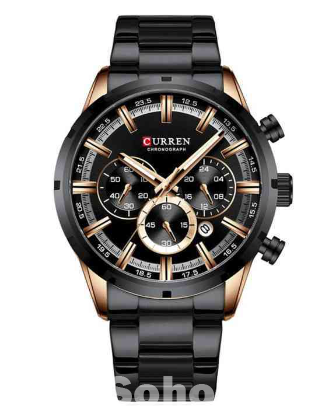 CURREN 8355 Black Stainless Steel Chronograph Watch For Men